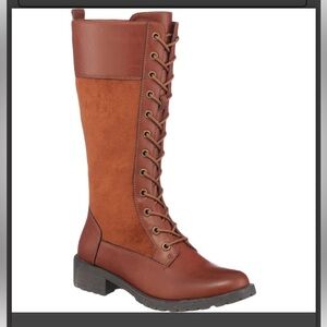 NWOT GC shoes Cognac hanker combat lace up /zipper boots 7.5